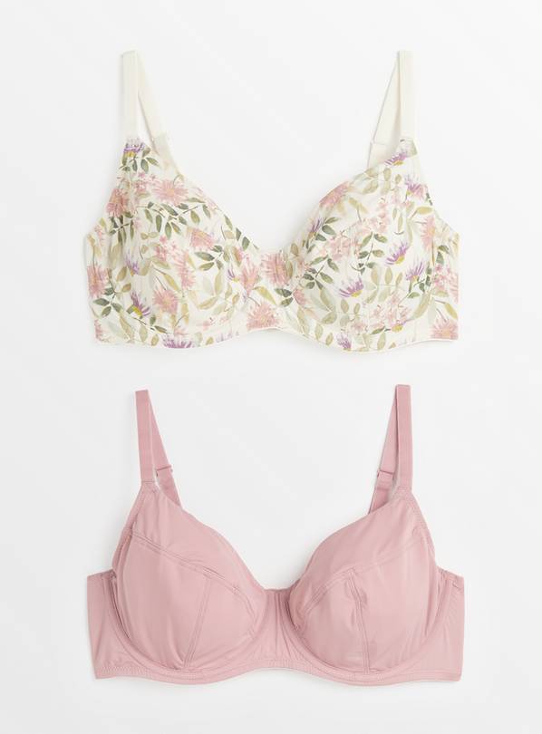 DD+ Floral & Nude Full Cup Underwired Bra 2 Pack 36G